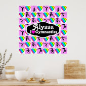 HÜBSCH PINK PERSONALISIERT GYMNASTICS POSTER (Küche)