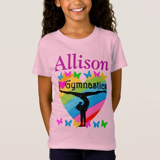 HÜBSCH PINK PERSONALISIERT I LIEBE GYMNAST T SHIRT (Vorderseite)