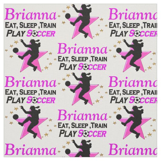 HÜBSCH PINK PERSONALISIERT SOCCER MIRL FABRIC STOFF (Muster)