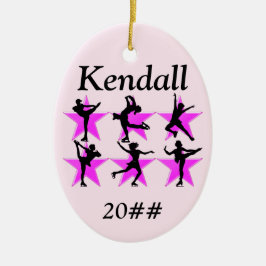 HÜBSCH PINK PERSONALISIERTER SKATER MÄDCHEN KERAMIK ORNAMENT