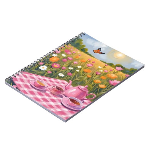 Hübsch Pink Picnic | Blume Field Tee Butterfly Notizblock (Linke Seite)