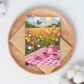 Hübsch Pink Picnic | Blume Field Tee Butterfly Postkarte