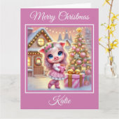 Hübsch Pink Pig zu Weihnachten Hütte Karte (Gelbe Blume)