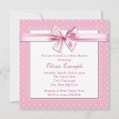 Hübsch Pink Polka Dot Baby Dusche Einladung (Rückseite)