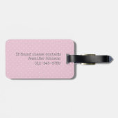 Hübsch Pink Polka Dot Flamingo Custom School Gepäckanhänger (Rückseite horizontal)