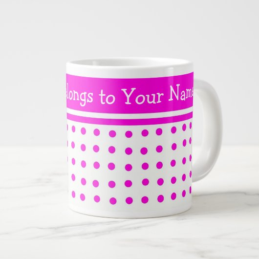Hübsch Pink Polka Dot Jumbo Tasse zum Anpassen (Vorderseite Rechts)