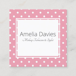 Hübsch Pink Polka Dot Quadratische Visitenkarte