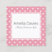 Hübsch Pink Polka Dot Quadratische Visitenkarte (Vorderseite)