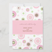 Hübsch Pink Polka Dot & Stripes Kinderankündigung Ankündigung (Rückseite)