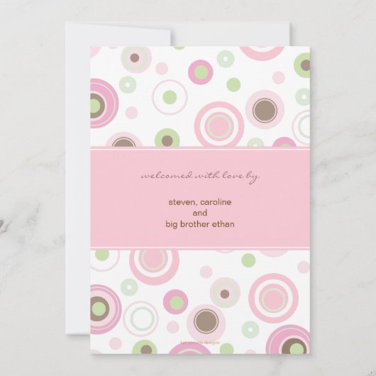 Hübsch Pink Polka Dot & Stripes Kinderankündigung Ankündigung (Rückseite)