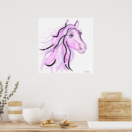 Hübsch Pink Pony Poster (Küche)