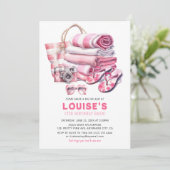 Hübsch Pink Pool Party Girl Birthday Bash Einladung (Stehend Vorderseite)