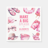 Hübsch Pink Pool Party Sommermädchen Geburtstag Serviette (Vorderseite)