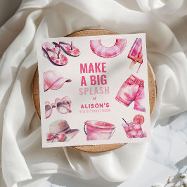 Hübsch Pink Pool Party Sommermädchen Geburtstag Serviette