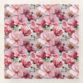 HÜBSCH PINK POPPY ANEMONE BLUME GLASUNTERSETZER (Vorderseite)