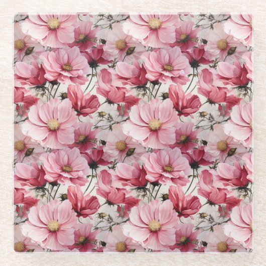 HÜBSCH PINK POPPY ANEMONE BLUME GLASUNTERSETZER (Vorderseite)