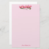 Hübsch Pink Poppy Blume Border Foto Custom Briefpapier (Vorne/Hinten)