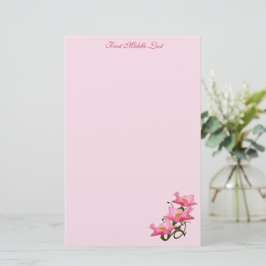 Hübsch Pink Poppy Blume Foto Custom Briefpapier (Stehend Vorderseite)