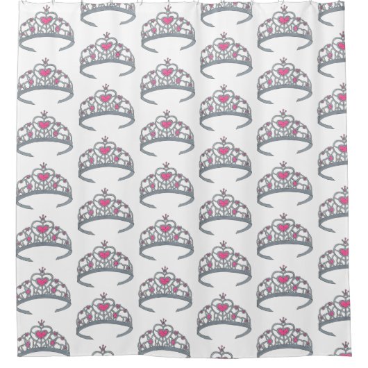 Hübsch Pink Princess Party Silver Tiara Crown Duschvorhang (Vorderseite)