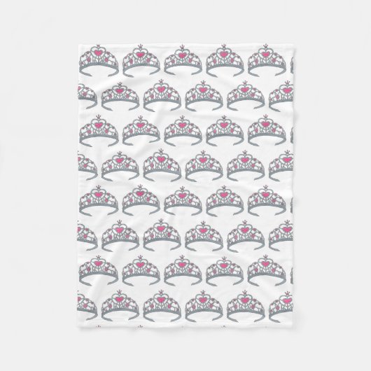 Hübsch Pink Princess Party Silver Tiara Crown Fleecedecke (Vorderseite)