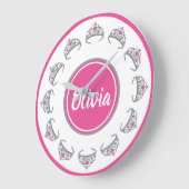 Hübsch Pink Princess Party Silver Tiara Crown Große Wanduhr (Winkel)