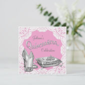 Hübsch Pink Princess Quinceanera Einladung (Stehend Vorderseite)