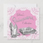 Hübsch Pink Princess Quinceanera Einladung (Vorderseite)