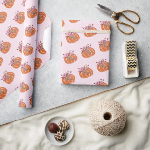 Hübsch Pink Pumpkin Floral Girly Geburtstag Geschenkpapier