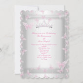 Hübsch Pink Quinceanera Party Tiara Butterfly Einladung (Rückseite)