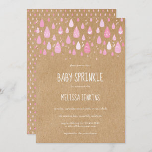 Hübsch Pink Raindrops Baby Sprinkle / Dusche Boho Einladung