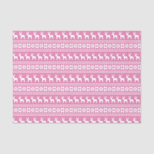 Hübsch Pink Rentier Weihnachtsmuster Seidenpapier (Vorderseite)