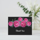 Hübsch Pink Rose Bouquet Floral Vielen Dank Postkarte (Stehend Vorderseite)