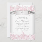 Hübsch Pink Rose Christening Einladung (Rückseite)