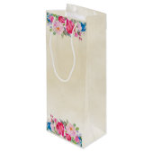 Hübsch Pink Rose und Peony Border Cheers! Geschenktüte Für Weinflaschen (Rückseite Schrägansicht)