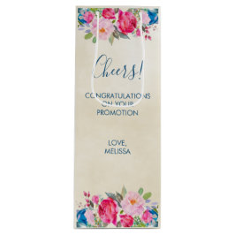 Hübsch Pink Rose und Peony Border Cheers! Geschenktüte Für Weinflaschen