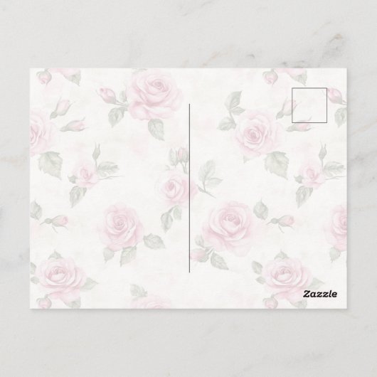 Hübsch Pink Roses Blumendenken Postkarte (Rückseite)