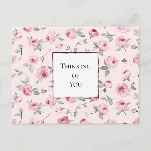 Hübsch Pink Roses Blumendenken Postkarte (Vorderseite)