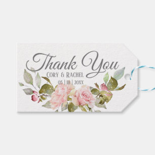 Hübsch Pink Roses Bouquet auf Danke Geschenkanhänger