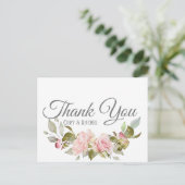 Hübsch Pink Roses Bouquet auf Danke Postkarte (Stehend Vorderseite)