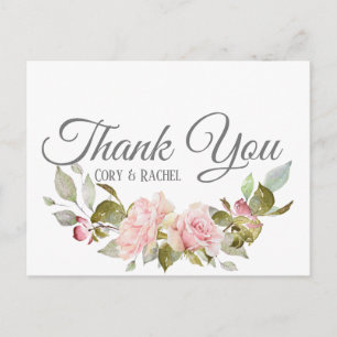 Hübsch Pink Roses Bouquet auf Danke Postkarte