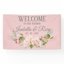 Hübsch Pink Roses Bouquet Begrüßungsbanner