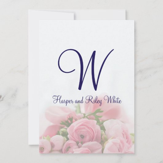 Hübsch Pink Roses Bouquet Einladung zur Hochzeit (Rückseite)