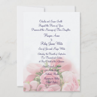 Hübsch Pink Roses Bouquet Einladung zur Hochzeit