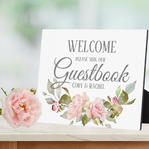 Hübsch Pink Roses Bouquet Guestbook Tabletop Fotoplatte