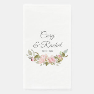 Hübsch Pink Roses Bouquet Wedding Serviette
