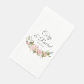 Hübsch Pink Roses Bouquet Wedding Serviette (Ecke)