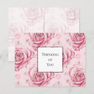Hübsch Pink Roses Denken Sie an Sie Postkarte