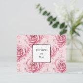 Hübsch Pink Roses Denken Sie an Sie Postkarte (Stehend Vorderseite)