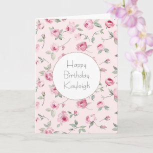 Hübsch Pink Roses Floral Geburtstag Karte