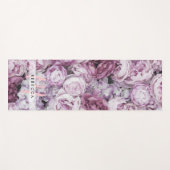 Hübsch Pink Roses Floral Monogramm Yogamatte (Vorderseite (Horizontal))